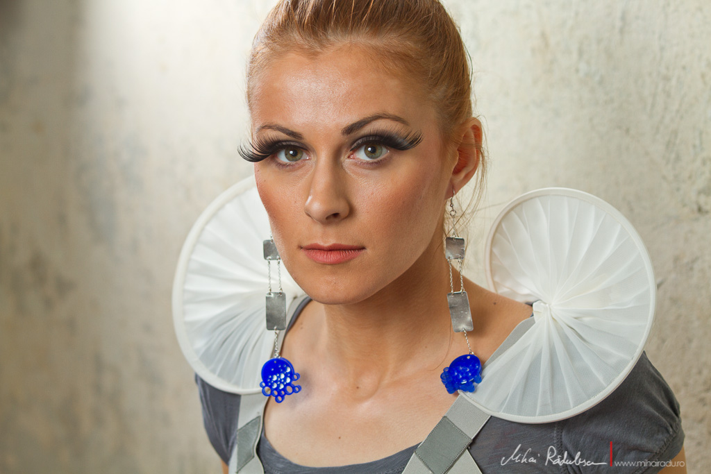 Model: Alexandra</br>
Earrings by Moogu Contemporary Jewellery</br>March 2012